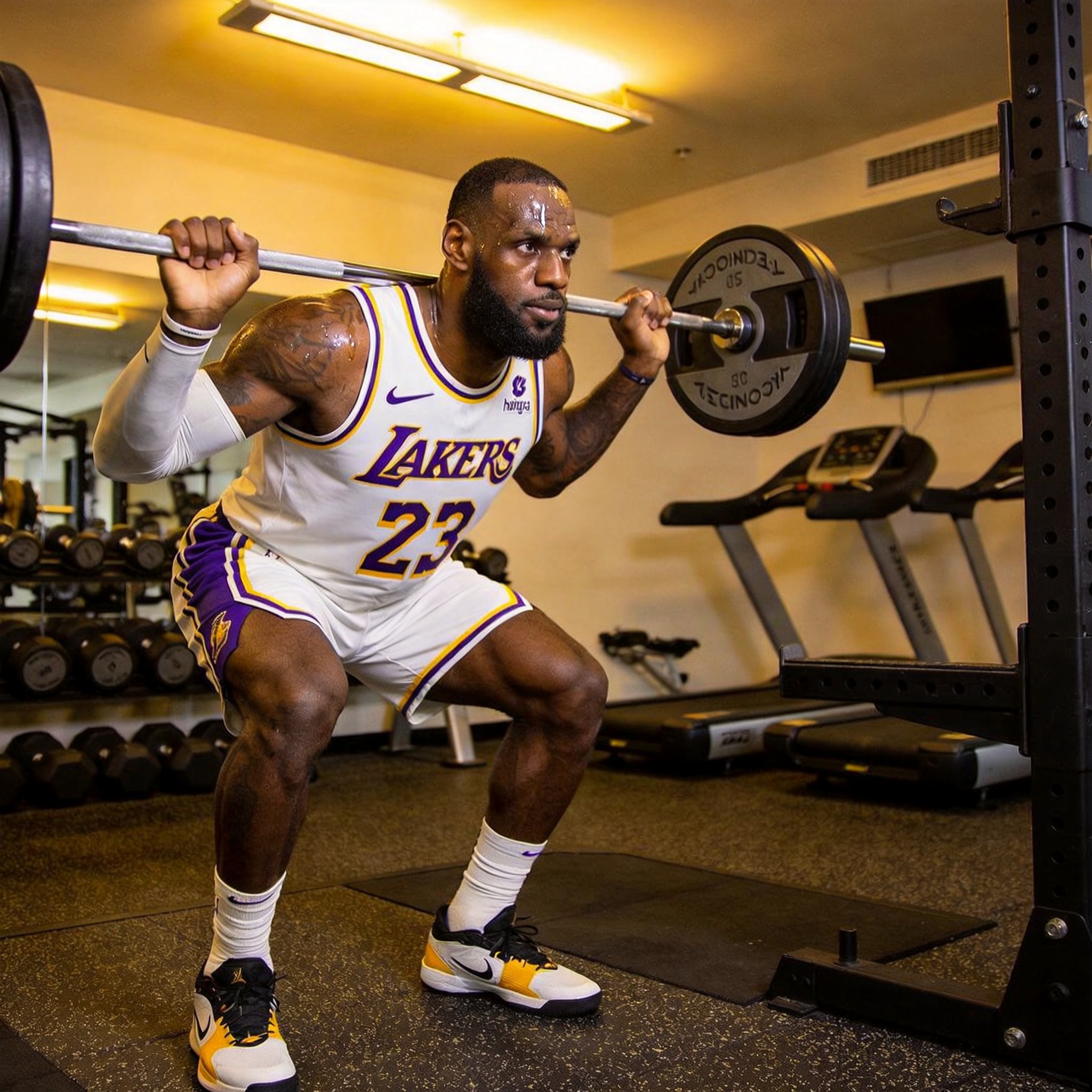 NBA球星在健身房进行休赛期训练